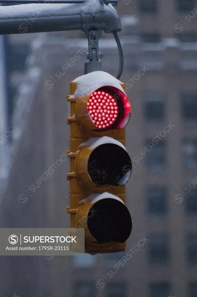 Close-up of traffic light, New York City, New York, USA