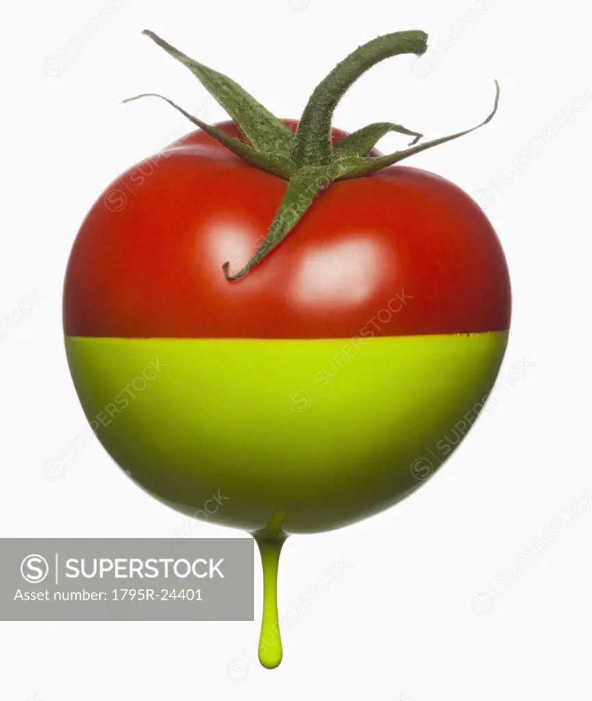 Tomato dripping with color