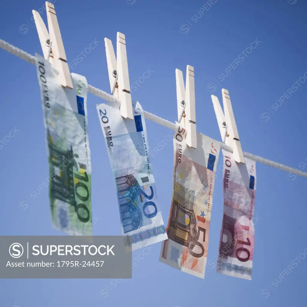 Euros on clothes line
