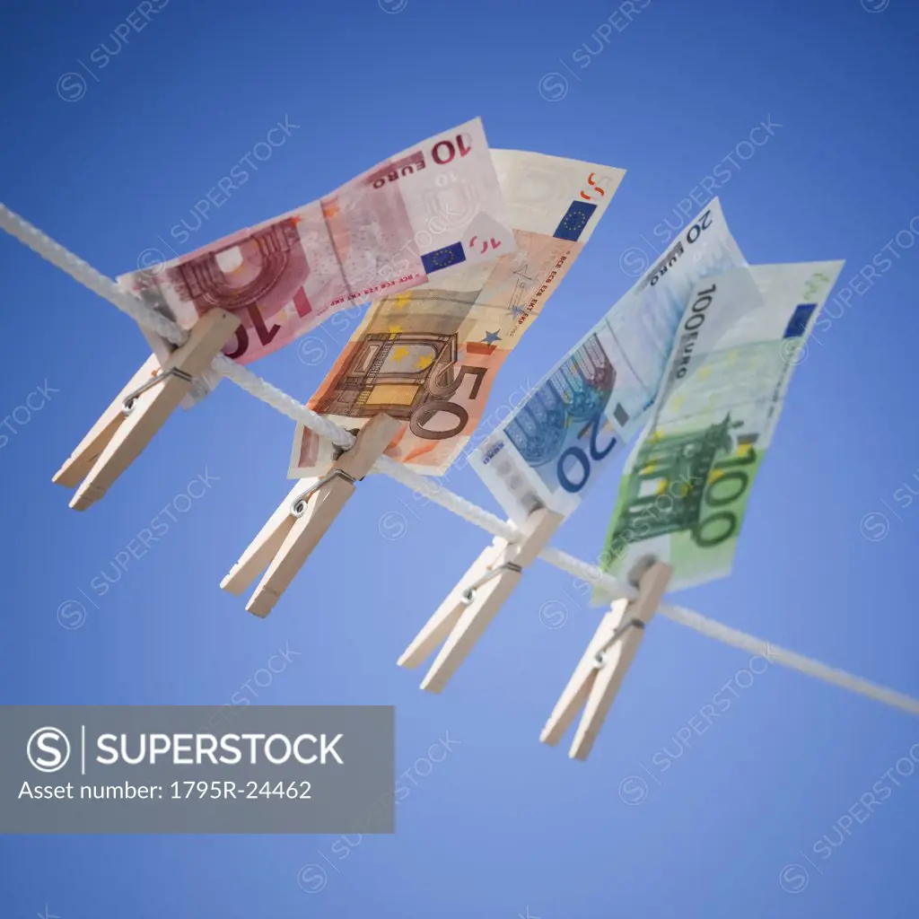 Euro on clothes line