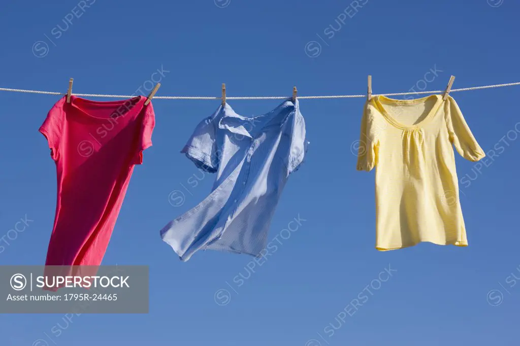 Shirts on clothes line