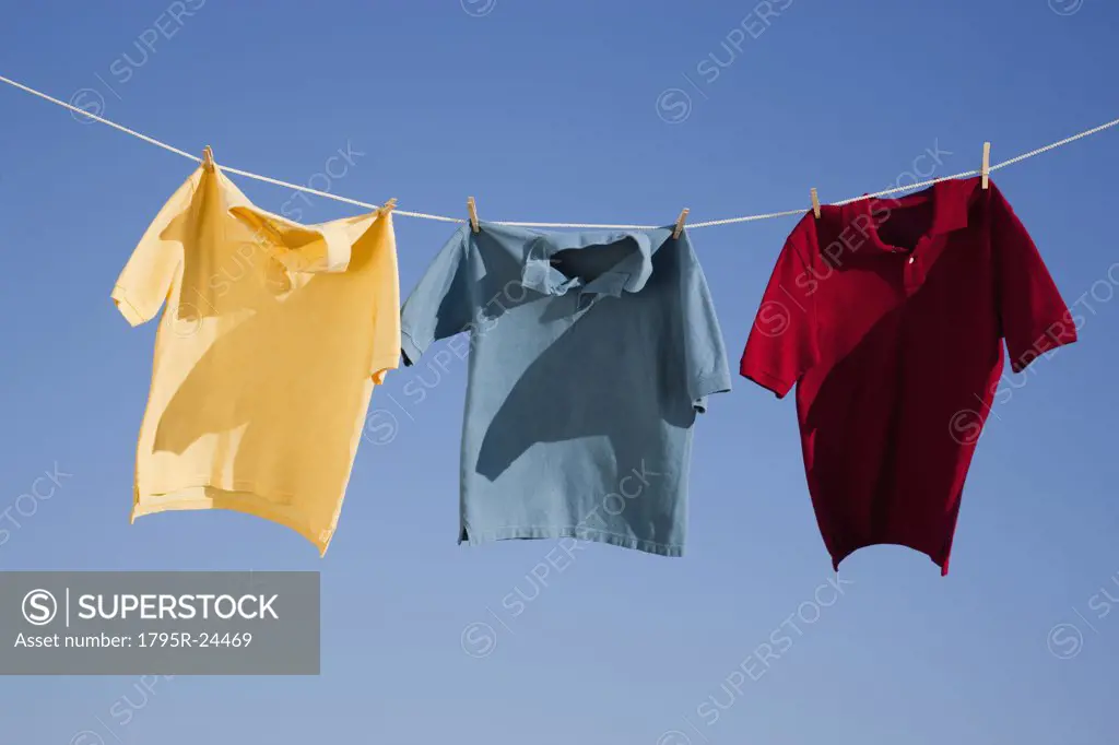 Shirts on clothes line