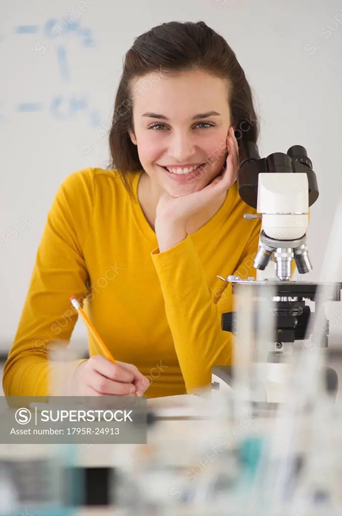 Student in science lab