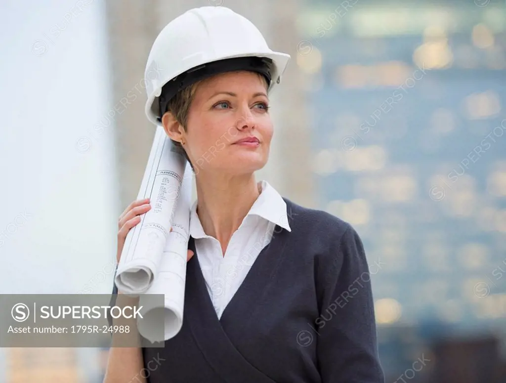 Female architect on construction site