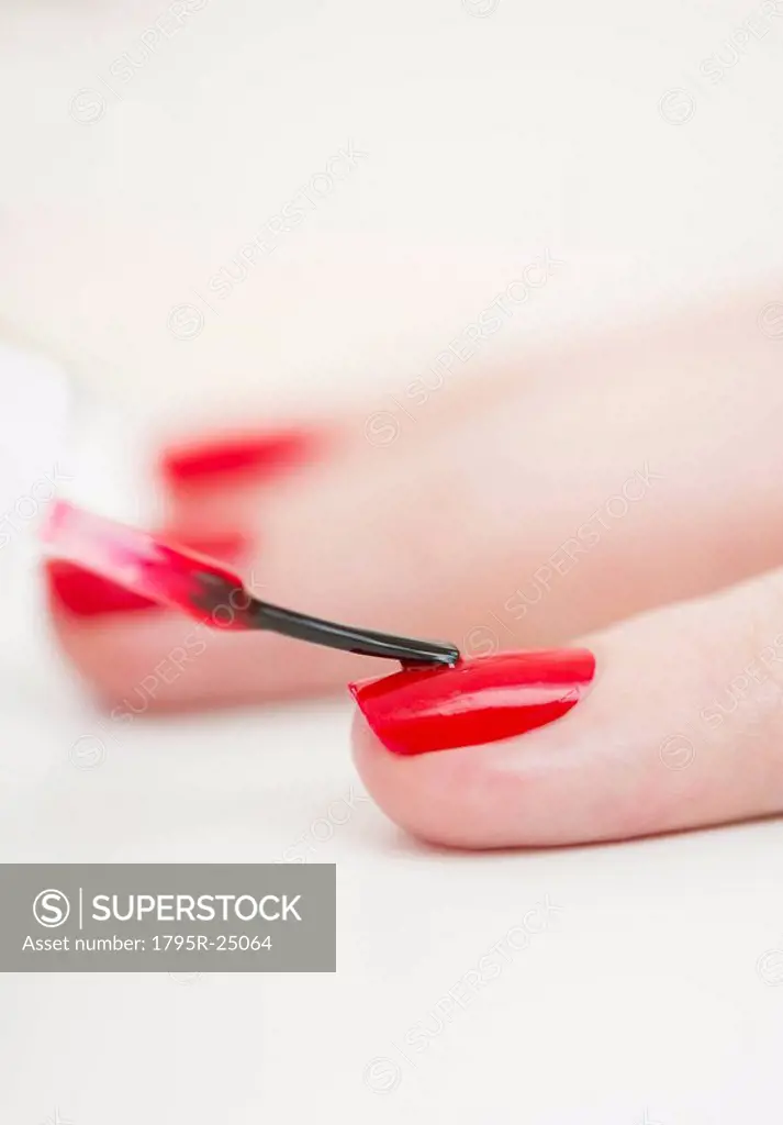 Manicure with red nail polish