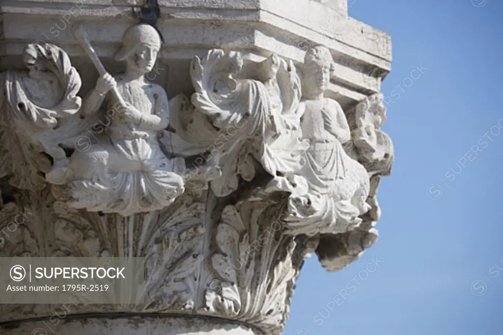 Column detail on the Doges' Palace Venice Italy