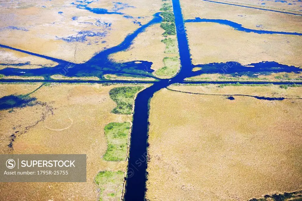 Aerial view of marsh