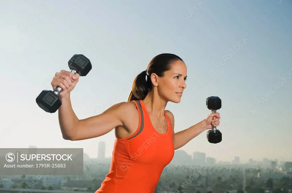 Woman doing weight training