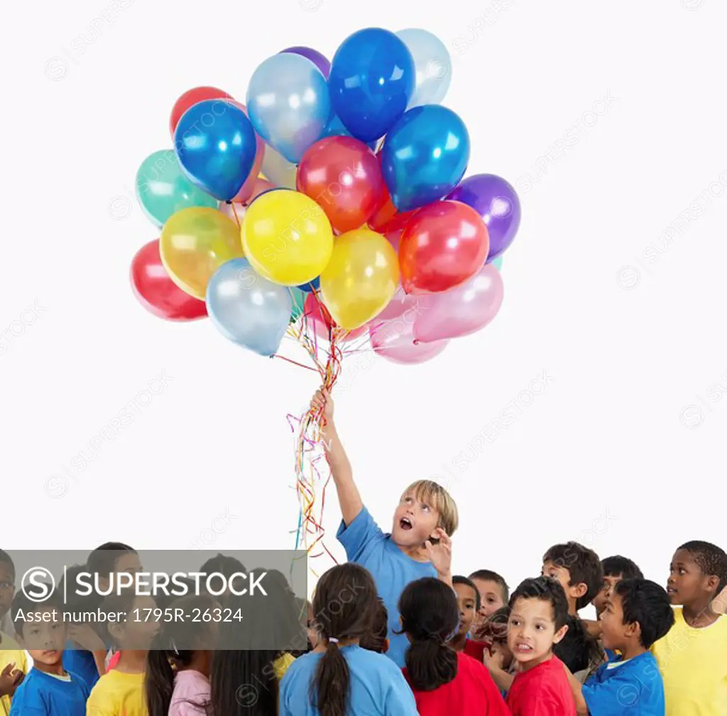 Children and balloons