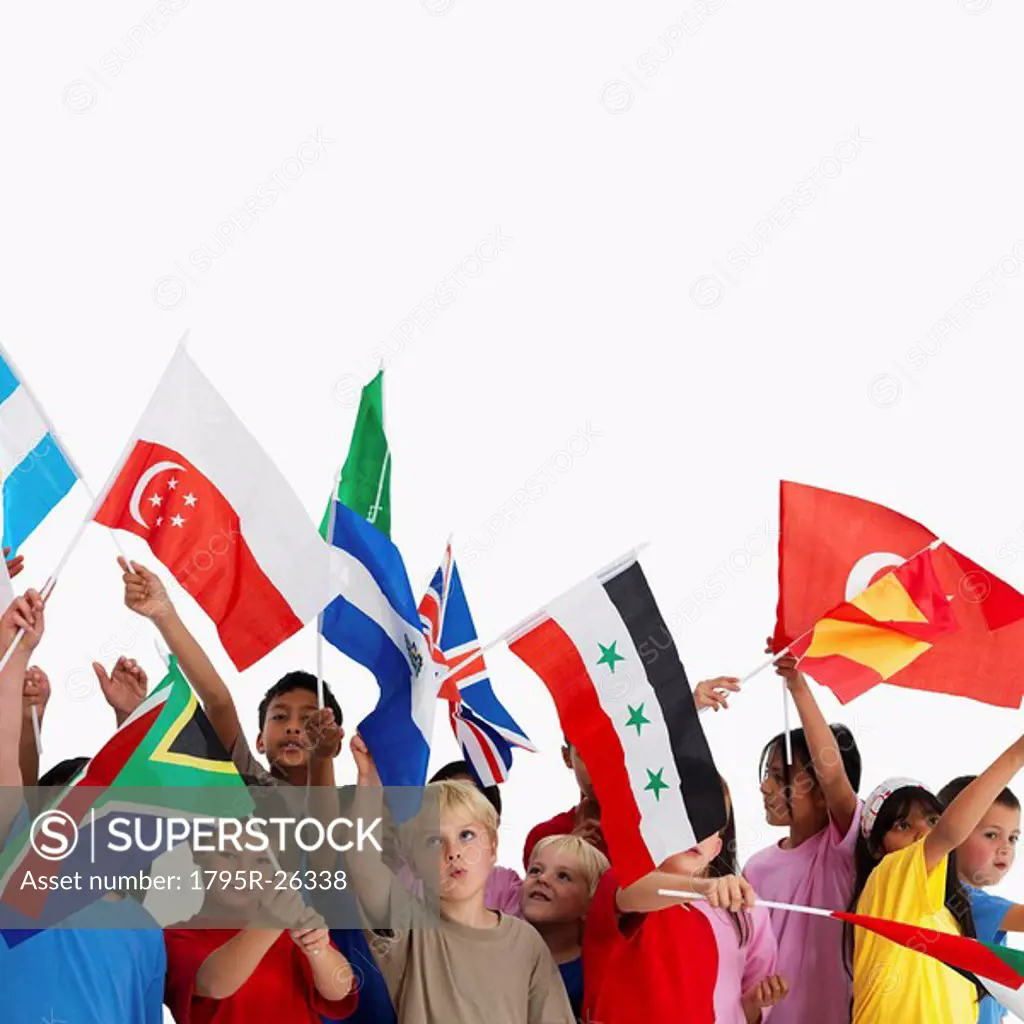 Children waving flags