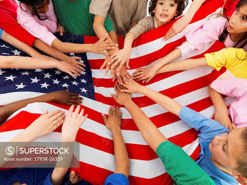 Children holding flag