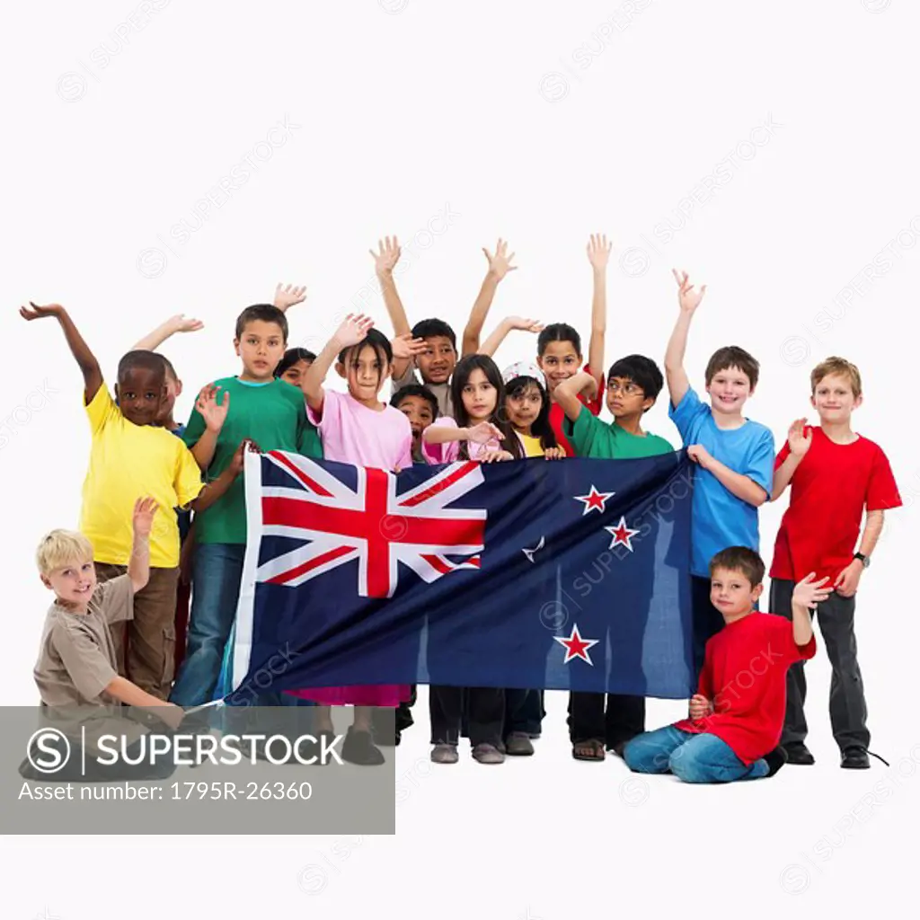 Children holding flag