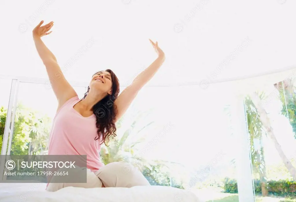 Woman stretching in the morning