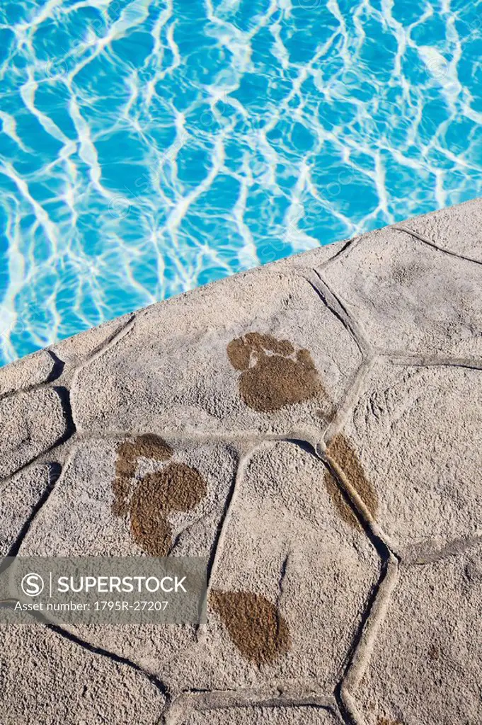 Footprints by the pool