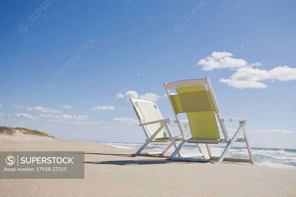 Beach chairs by the ocean