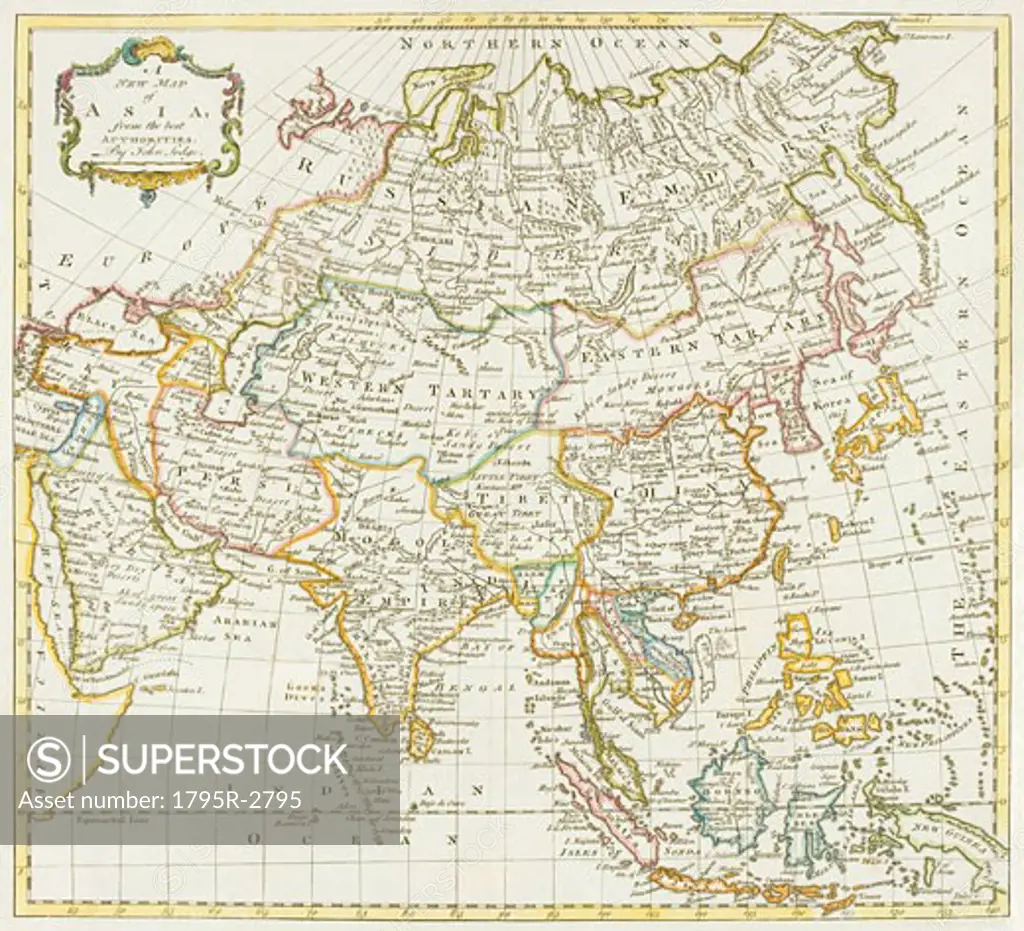 Antiquated map of Asia