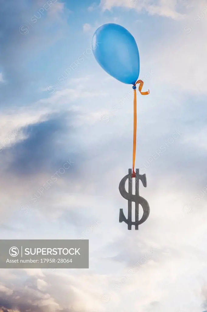 Balloon tied to a dollar symbol
