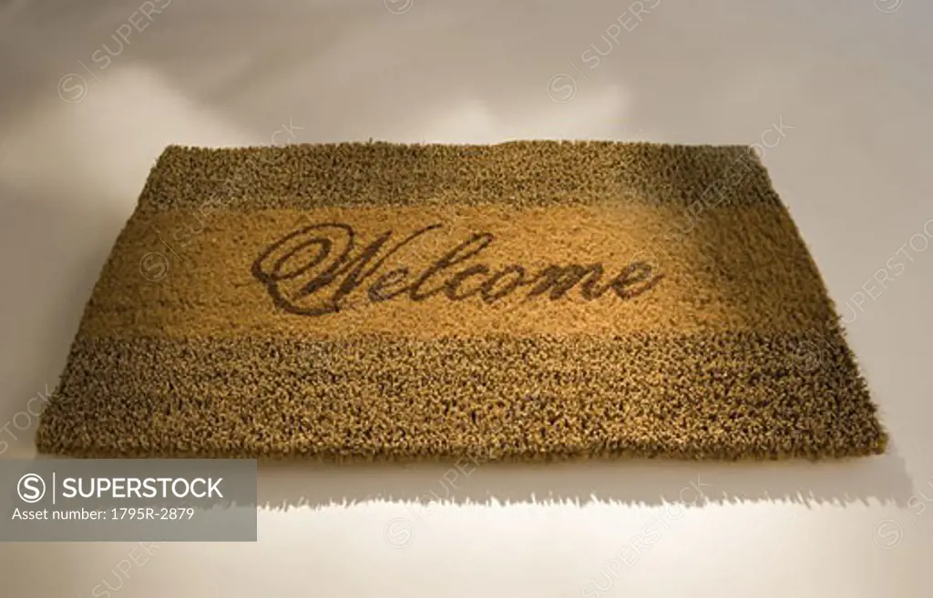Closeup of a welcome mat