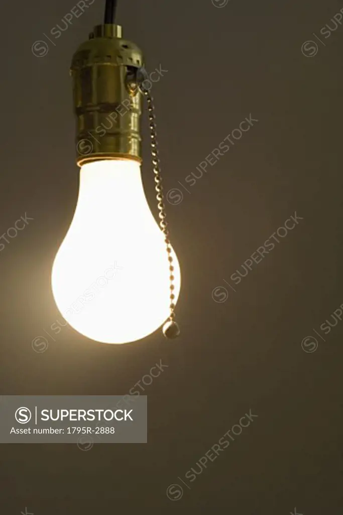 Closeup of bare light bulb