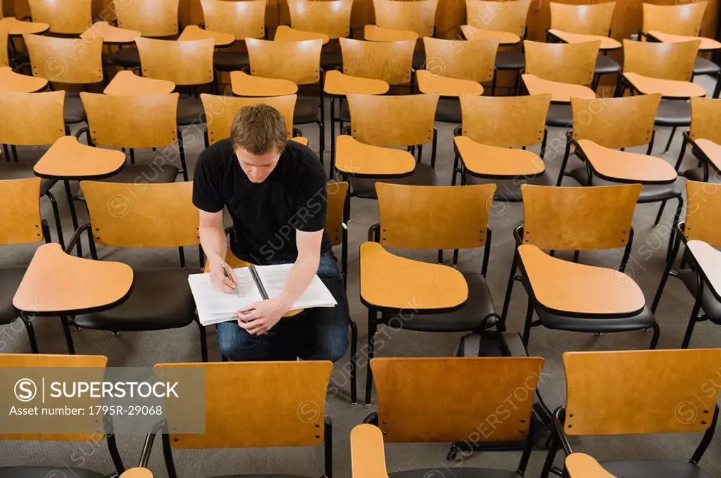 Last student left in college lecture hall