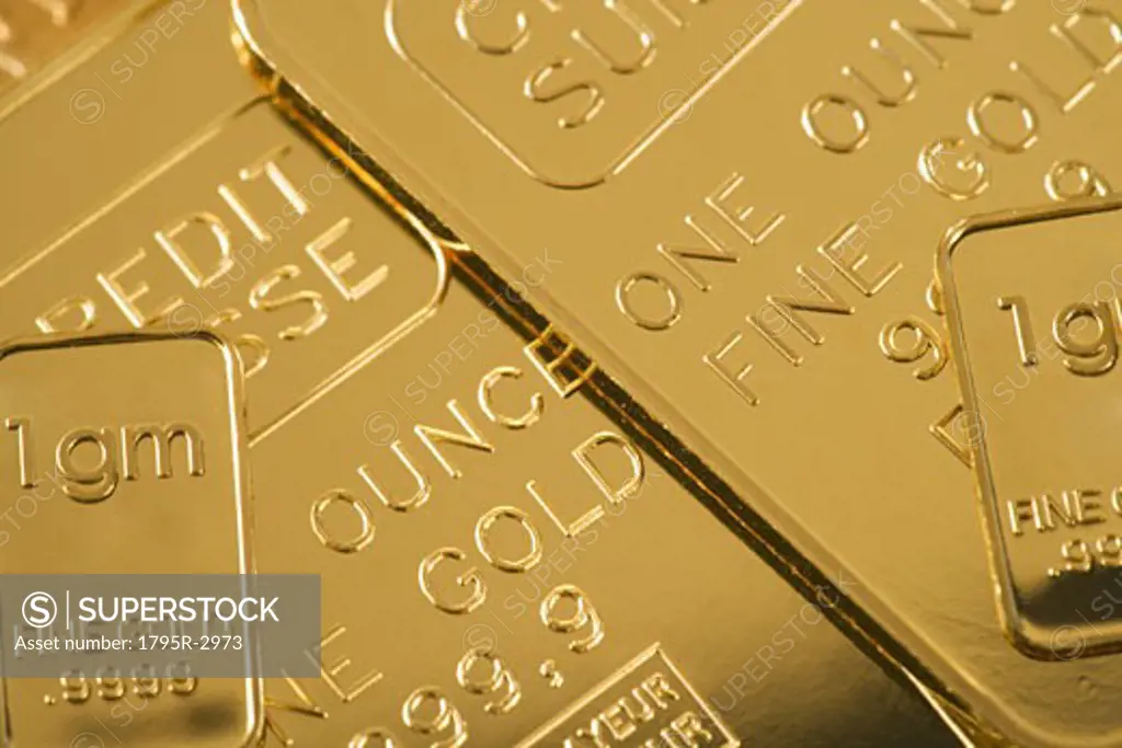 Closeup of gold bars
