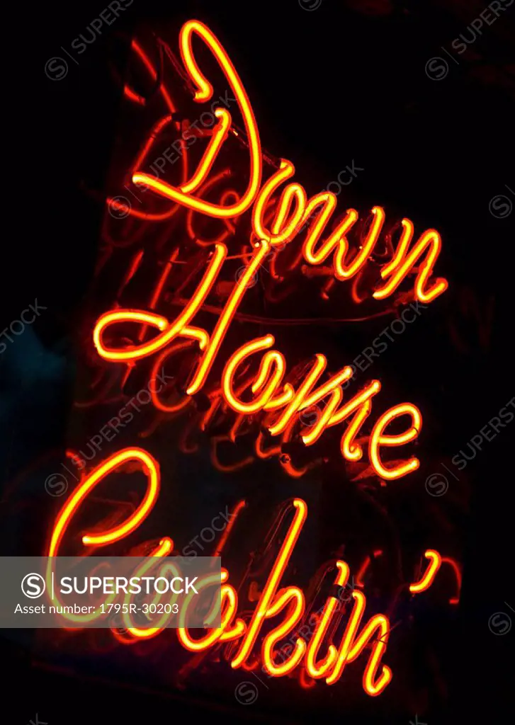 Illuminated Down Home Cookin´ sign