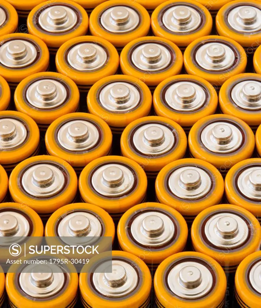 Rows of AA batteries