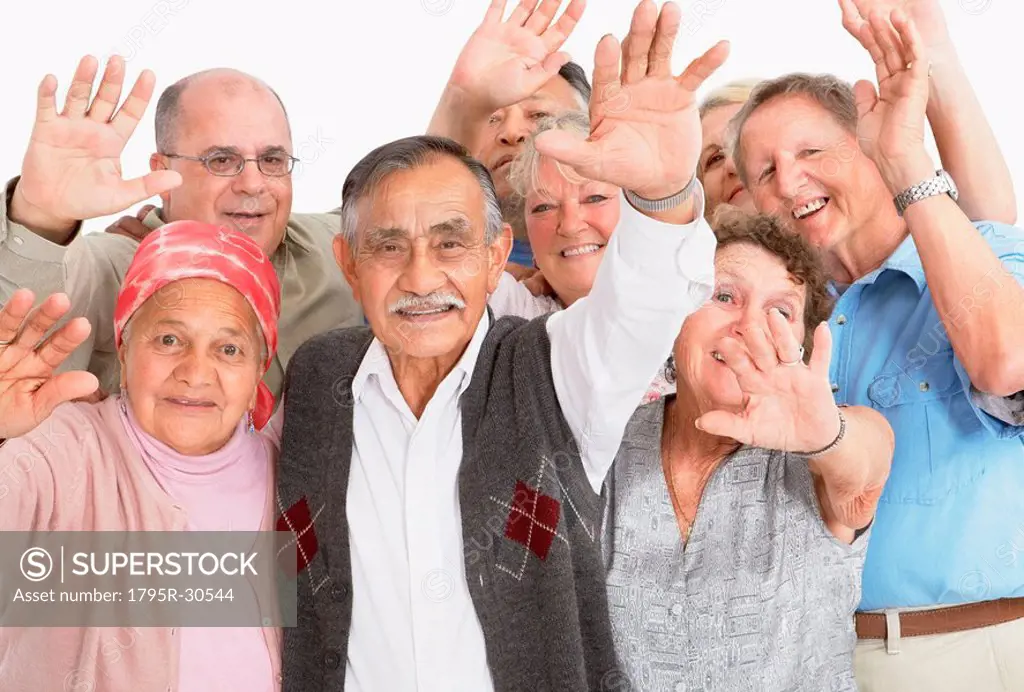 A group of people waving