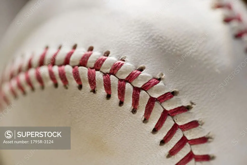 Closeup of stitching on a baseball