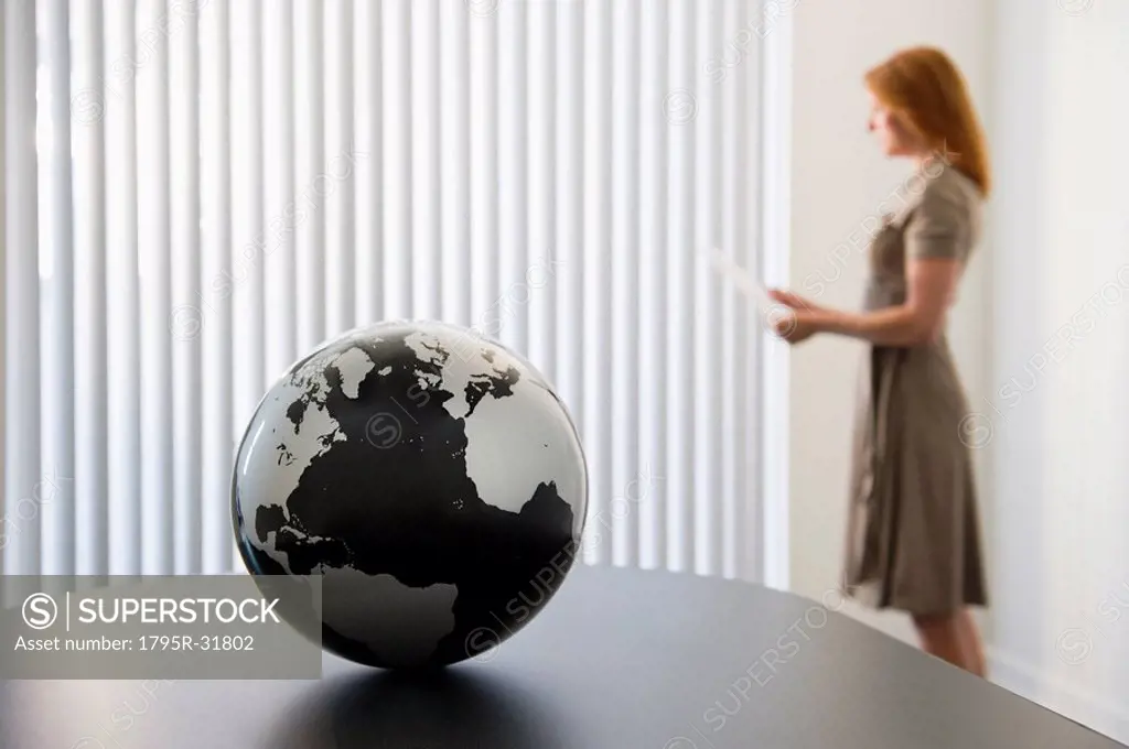 Globe on conference room table