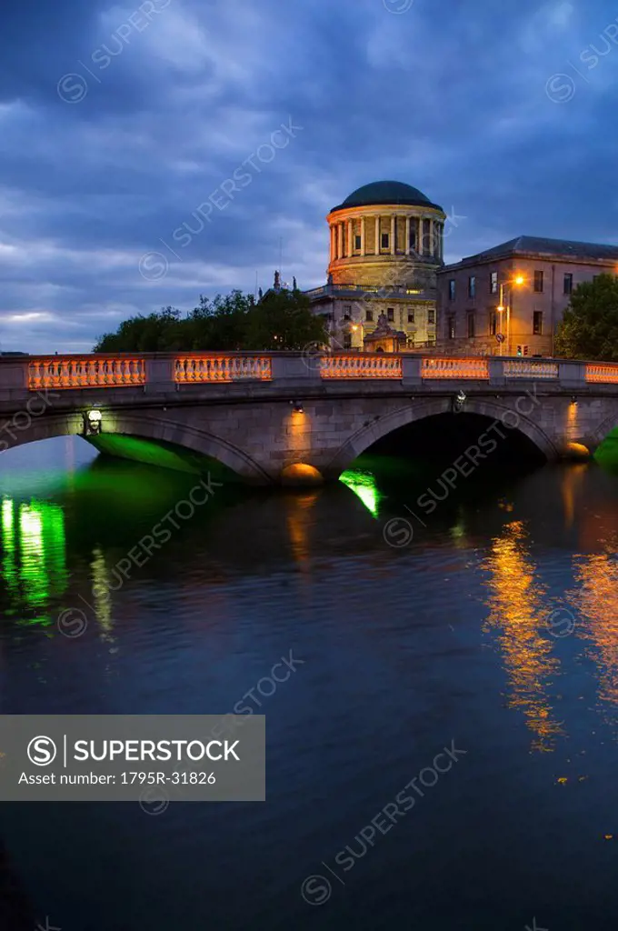 Bridge over River Liffey at night