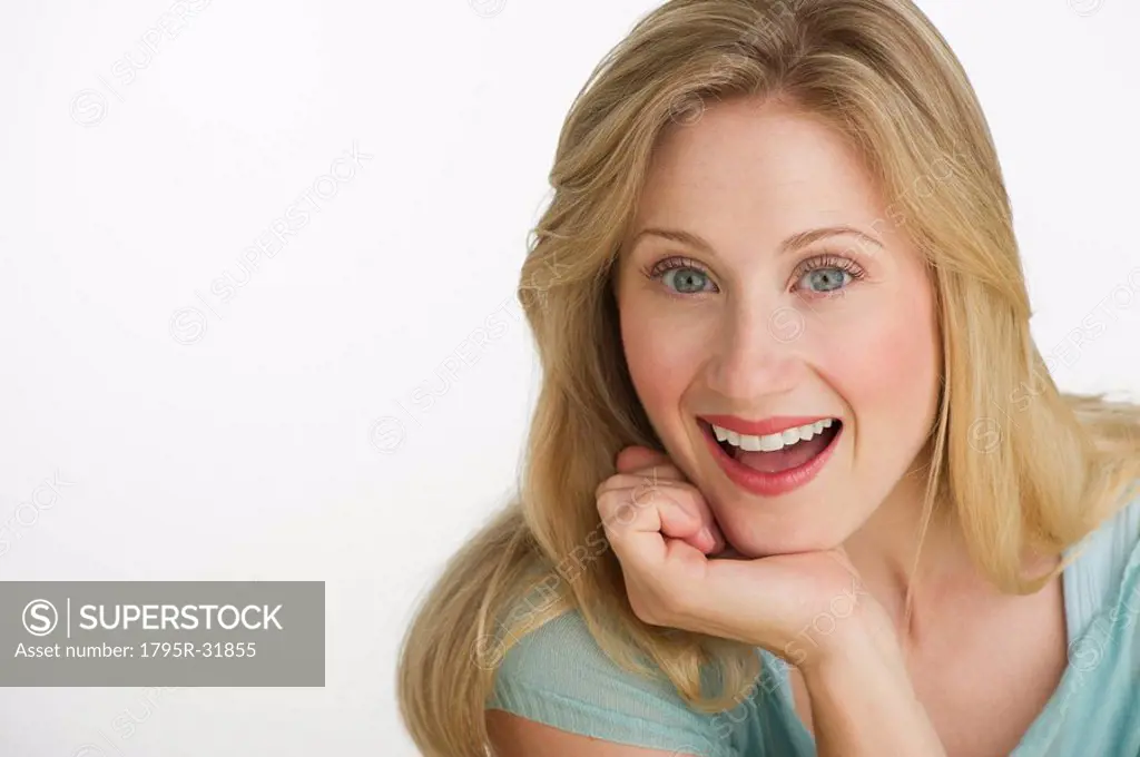 Surprised blond woman