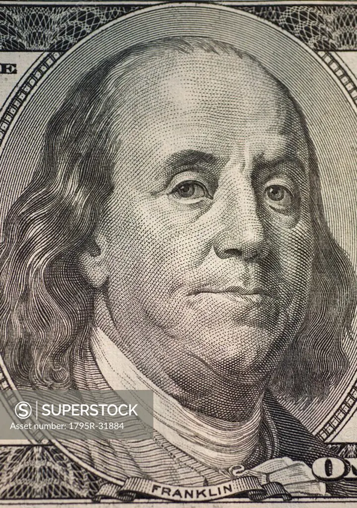 Benjamin Franklin on one hundred dollar bill