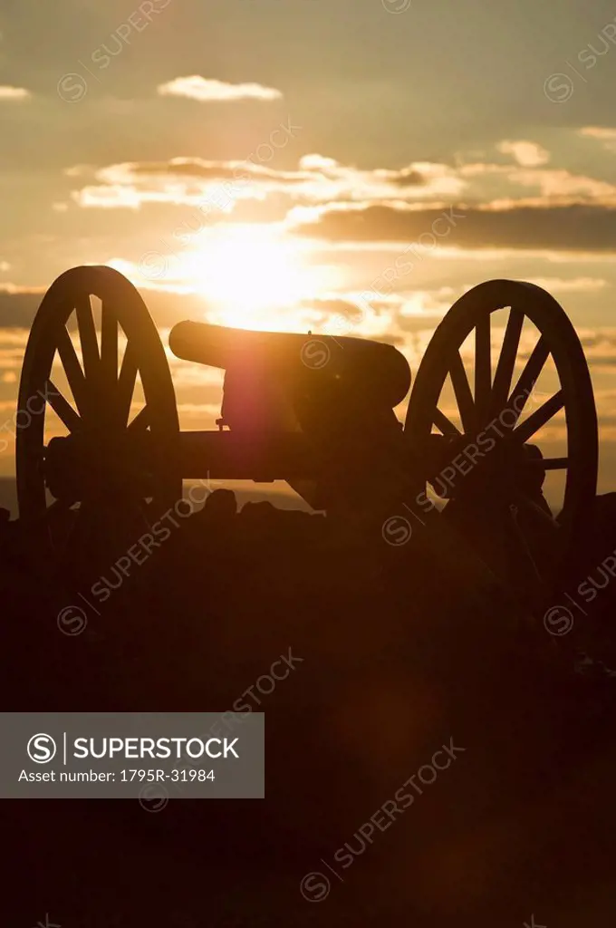 Sunset over civil war cannon