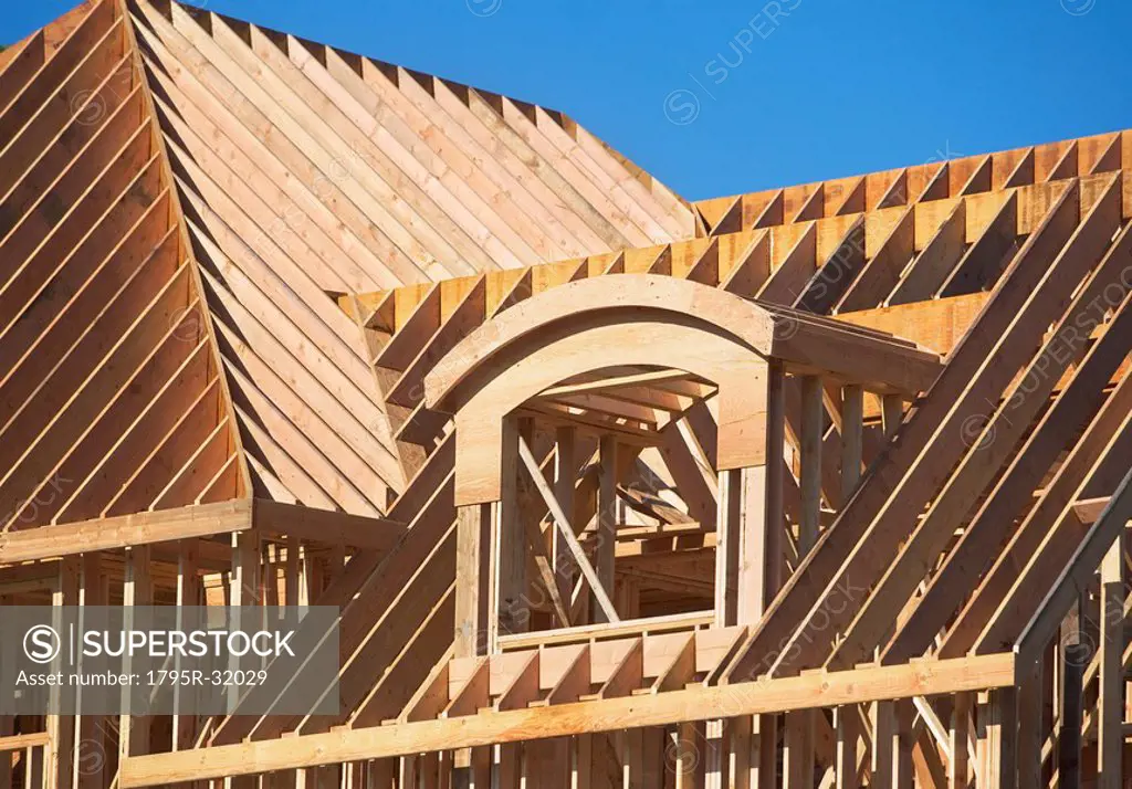 Roof framing of partially built house