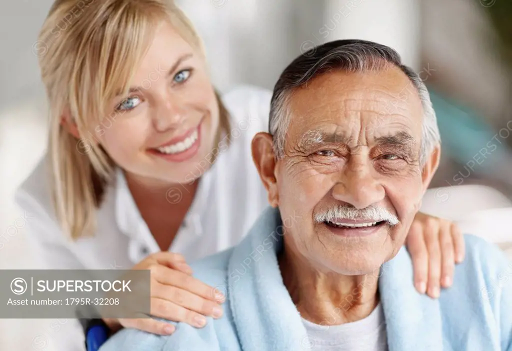 Nurse caring for senior patient