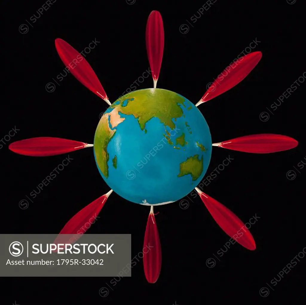 Red flower petals in globe