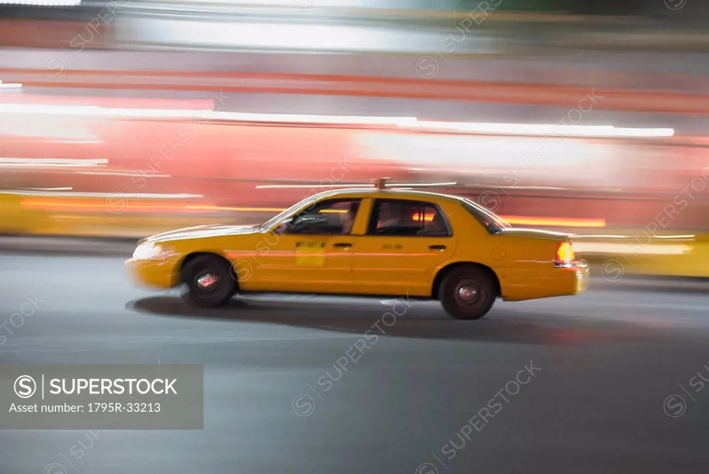 Taxi cab driving at night