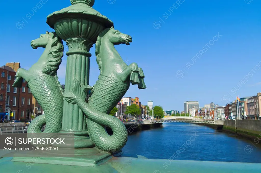 Seahorse statues on Grattan bridge over the river liffey