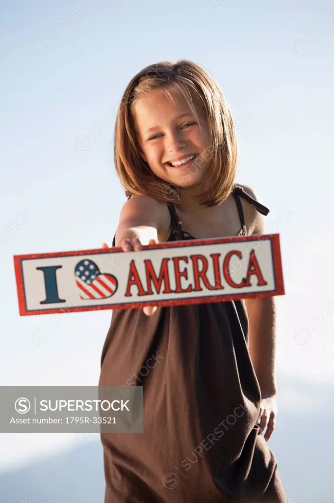 Young patriotic American girl