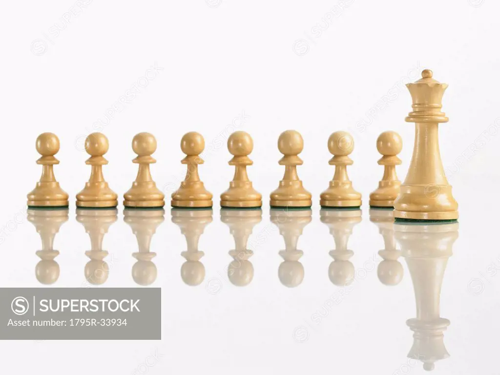 Queen with pawn chess pieces