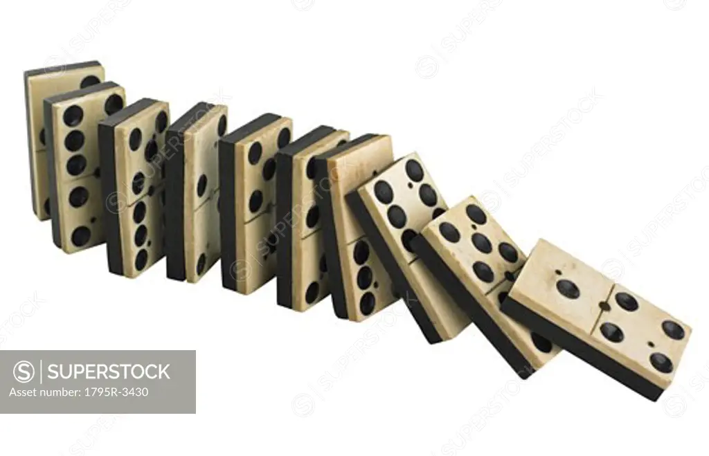 A row of falling dominos