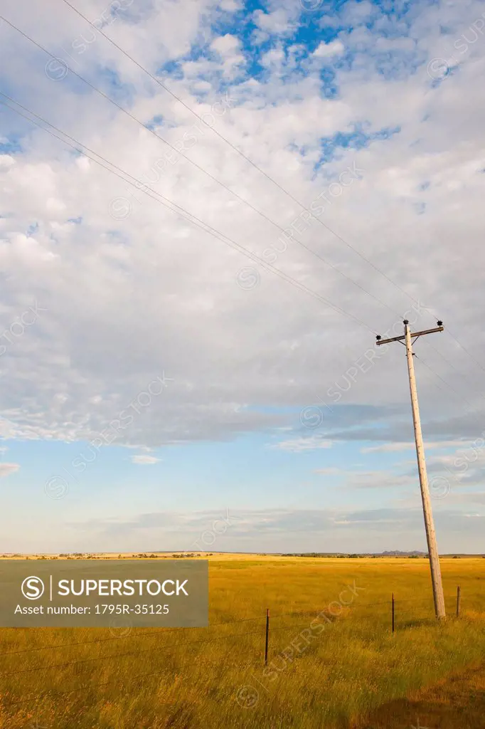 Telephone pole in prairie