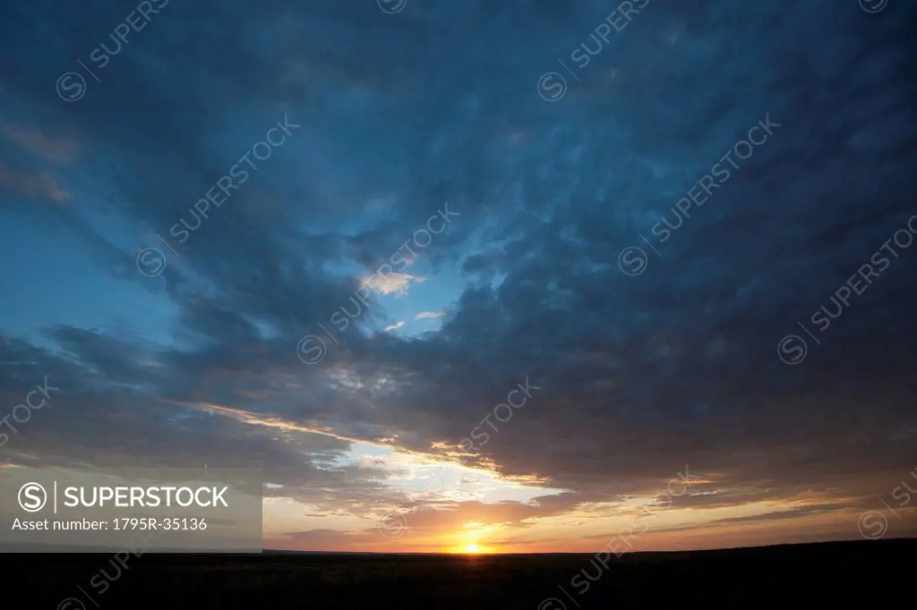 Sunset above prairie