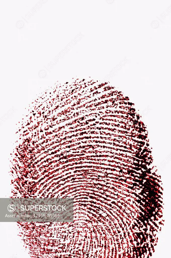 Close up of fingerprint on white background
