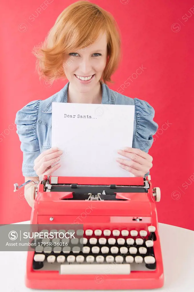 Young woman with typewriter