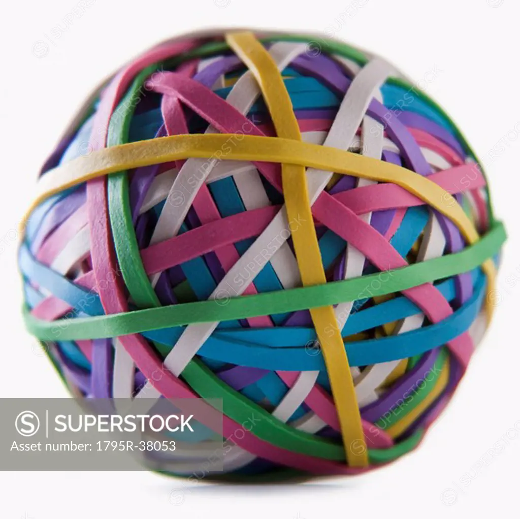 Ball of colorful rubber bands