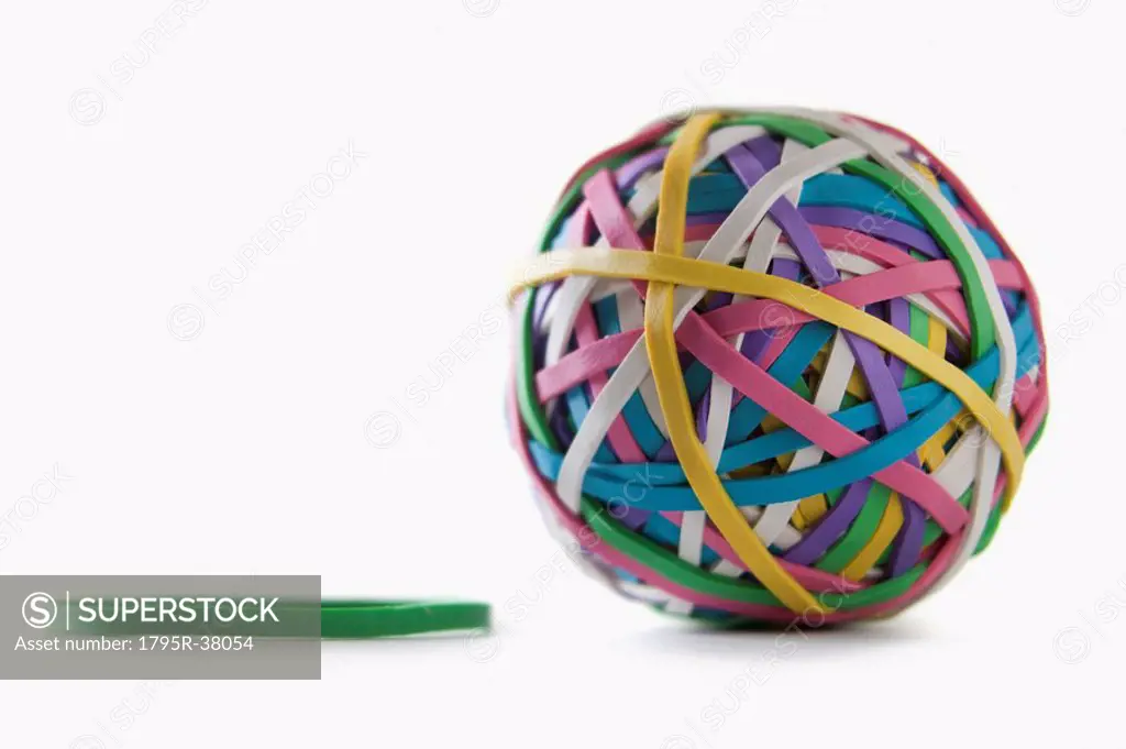 Ball of colorful rubber bands