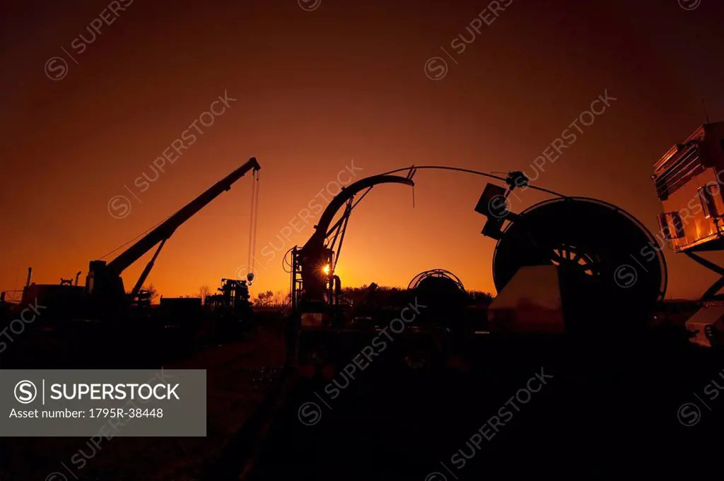 Heavy equipment at dawn