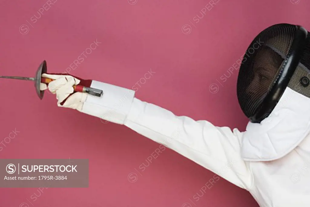 Person engaged in fencing